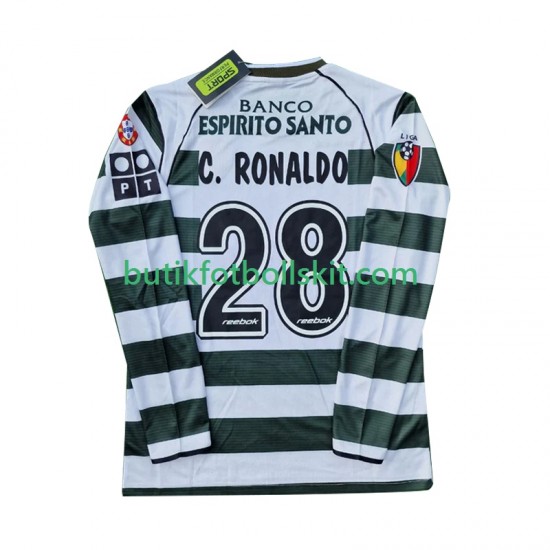 Sporting Lissabon Cristiano Ronaldo 28 2001 2003 Retro Män Hemma Matchtröja Långärmad
