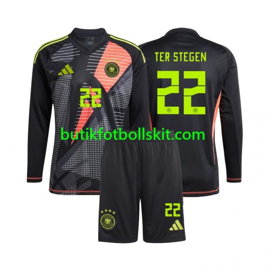 Tyskland Ter Stegen 22 Målvakt Barn Hemma Matchtröja Euro 2024 Långärmad
