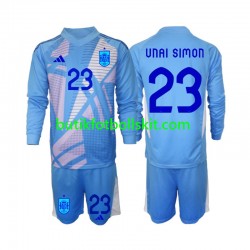 Spanien Unai Simon 23 Målvakt Barn Hemma Matchtröja Euro 2024 Långärmad