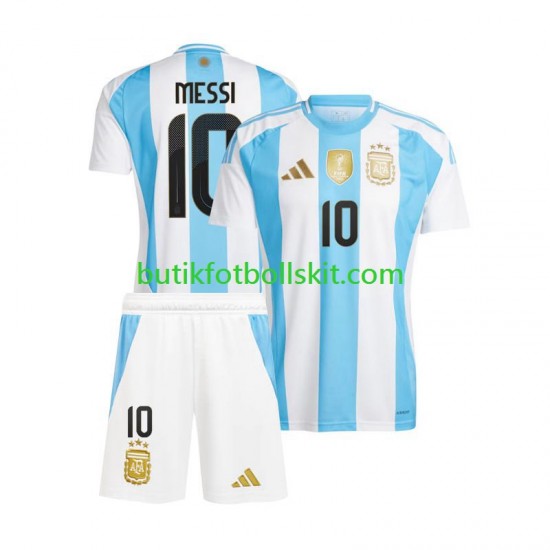 Argentina Lionel Messi 10 Copa America Barn Hemma Matchtröja 2024 Kortärmad