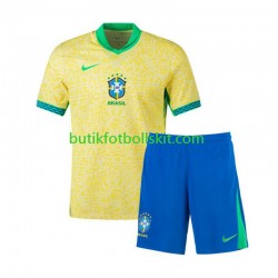 Brasilien Copa America Barn Hemma Matchtröja 2024 Kortärmad