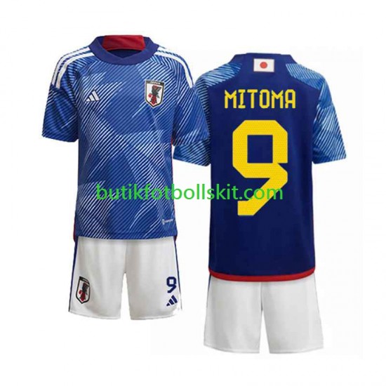 Japan Mitoma 9 Barn Hemma Matchtröja World Cup 2022 Kortärmad