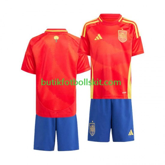 Spanien Barn Hemma Matchtröja Euro 2024 Kortärmad