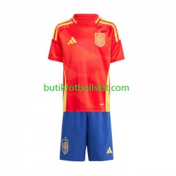 Spanien Barn Hemma Matchtröja Euro 2024 Kortärmad