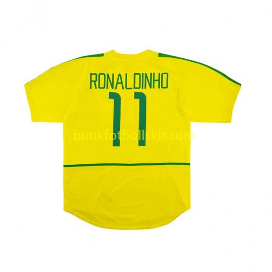 Brasilien RONALDINHO 11 Retro Män Hemma Matchtröja 2002 Kortärmad