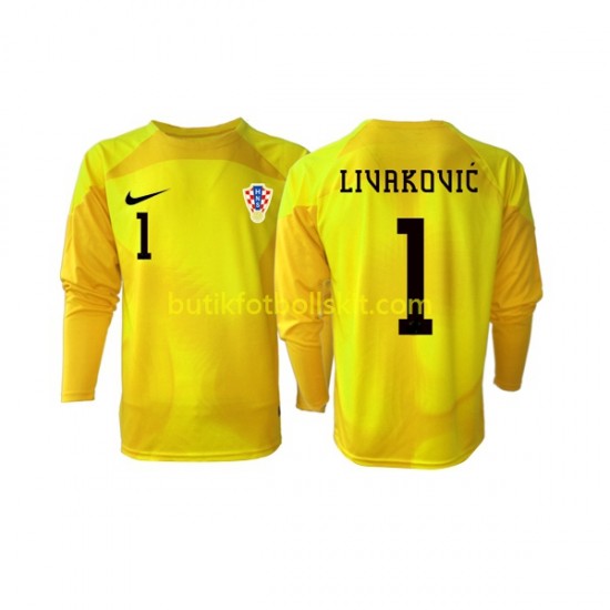 Kroatien Dominik Livakovic 1 Målvakt Män Hemma Matchtröja World Cup 2022 Långärmad
