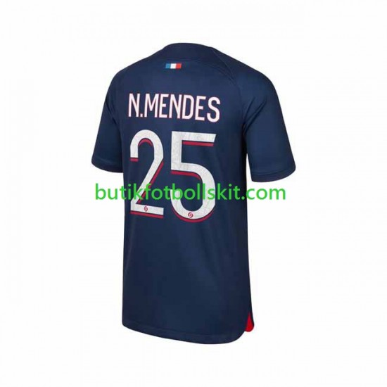 Paris Saint-Germain N.Mendes 25 Män Hemma Matchtröja 2023/24 Kortärmad