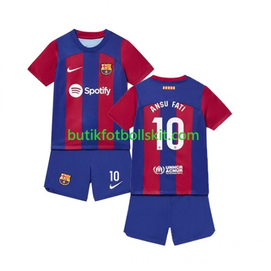 FC Barcelona Ansu Fati 10 Barn Hemma Matchtröja 2023/24 Kortärmad