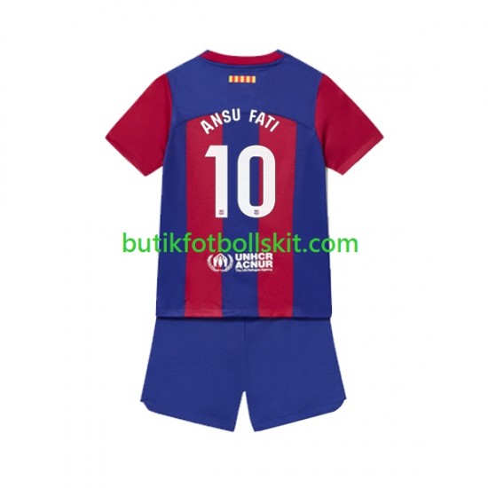 FC Barcelona Ansu Fati 10 Barn Hemma Matchtröja 2023/24 Kortärmad