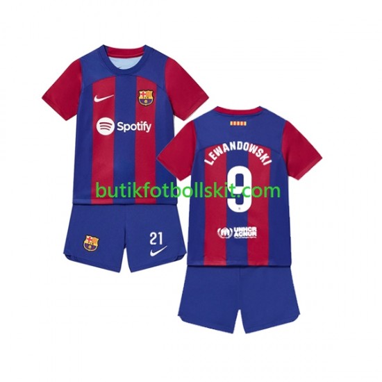 FC Barcelona Robert Lewandowski 9 Barn Hemma Matchtröja 2023/24 Kortärmad