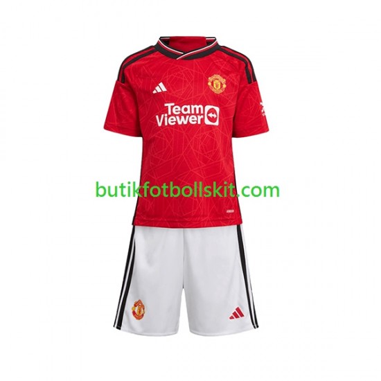 Manchester United Barn Hemma Matchtröja 2023/24 Kortärmad