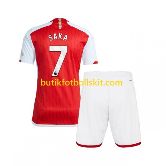 Arsenal Saka 7 Barn Hemma Matchtröja 2023/24 Kortärmad