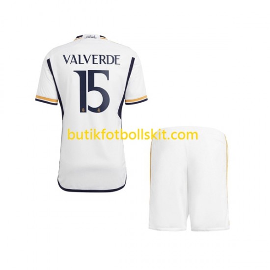 Real Madrid Federico Valverde 15 Barn Hemma Matchtröja 2023/24 Kortärmad