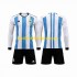 Argentina 3 Stars Barn Hemma Matchtröja World Cup 2022 Långärmad
