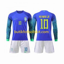 Brasilien Neymar Jr 10 Barn Borta Matchtröja World Cup 2022 Långärmad