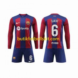 FC Barcelona GAVI 6 Barn Hemma Matchtröja 2023/24 Långärmad