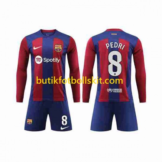 FC Barcelona Pedri 8 Barn Hemma Matchtröja 2023/24 Långärmad