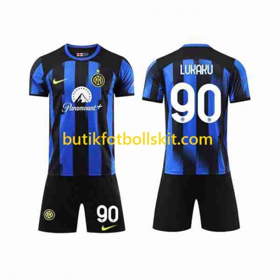 Inter Milan Lukaku 90 Barn Hemma Matchtröja 2023/24 Kortärmad