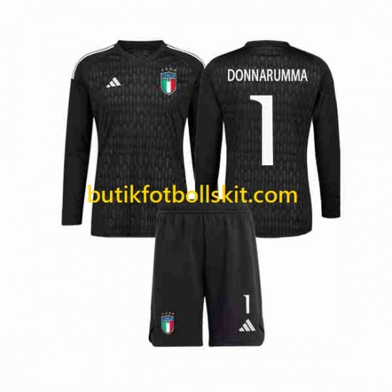 Italien Donnarumma 1 Målvakt Barn Borta Matchtröja 2023 Långärmad