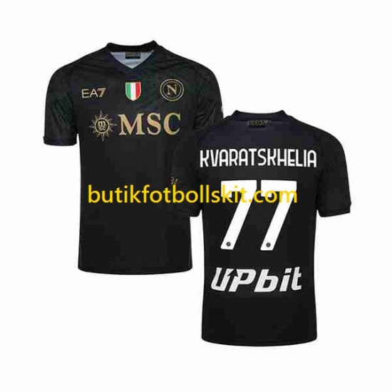 SSC Napoli KVARATSKHELIA 77 Män Tredje Matchtröja 2023/24 Kortärmad