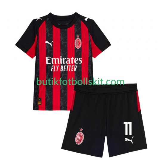 AC Milan Christian Pulisic 11 Barn Hemma Matchtröja 2025/26 Kortärmad