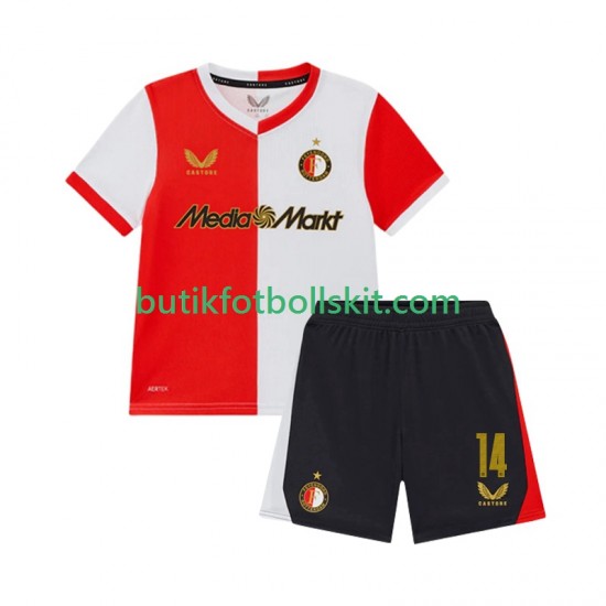 Feyenoord Rotterdam Sem Steijn 14 Barn Hemma Matchtröja 2025/26 Kortärmad