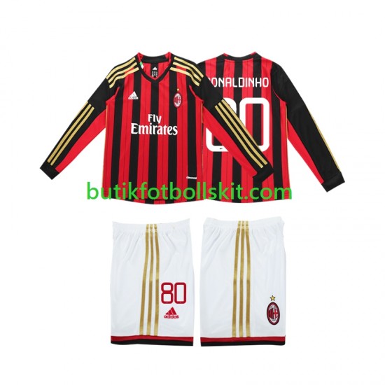 AC Milan RONALDINHO 80 2013 2014 Retro Barn Hemma Matchtröja Långärmad