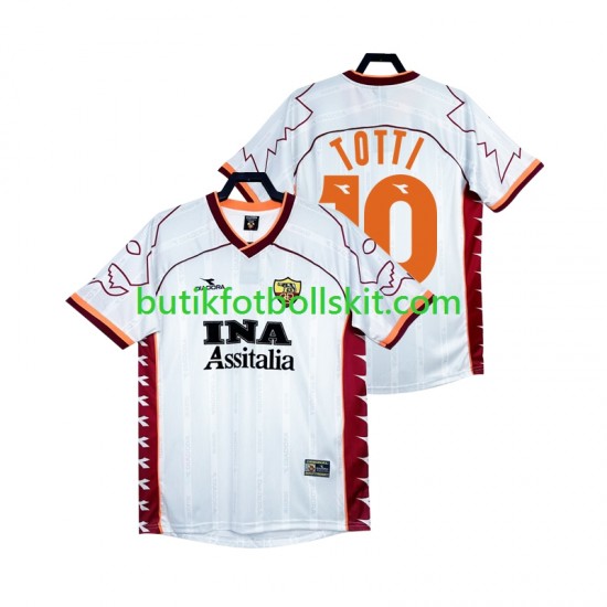 AS Roma Totti 10 2000 Retro Män Borta Matchtröja 1999 Kortärmad
