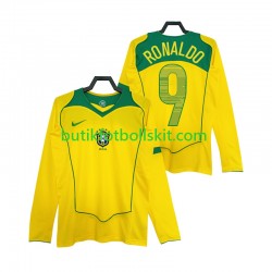 Brasilien RONALDO 9 Retro Män Hemma Matchtröja 2004 Långärmad