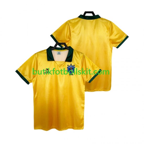 Brasilien 1988 Retro Män Hemma Matchtröja Kortärmad