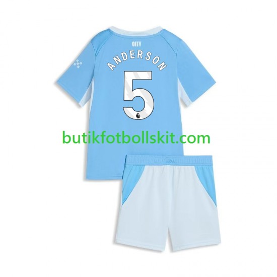 Manchester City Elliot Anderson 5 Barn Hemma Matchtröja 2026/27 Kortärmad
