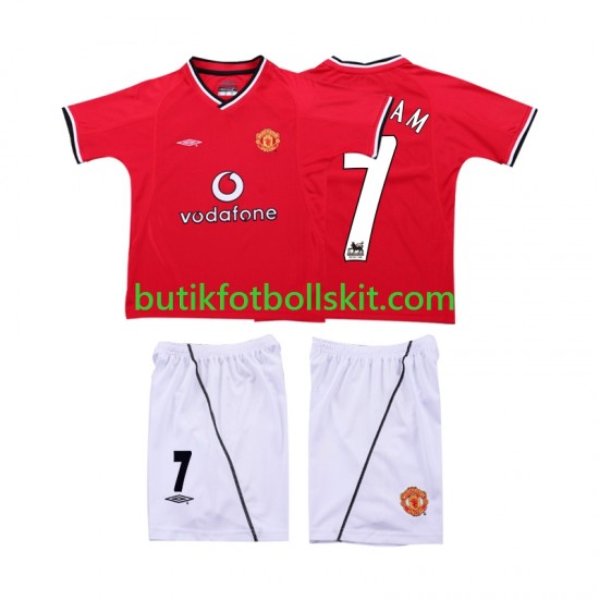 Manchester United BECKHAM 7 2000 Retro Barn Hemma Matchtröja 2002 Kortärmad