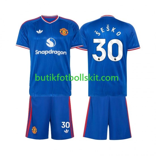 Manchester United Benjamin Sesko 30 Barn Borta Matchtröja 2026/27 Kortärmad