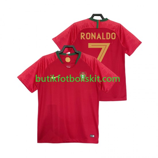 Portugal Cristiano Ronaldo 7 2018 Retro Män Hemma Matchtröja Kortärmad