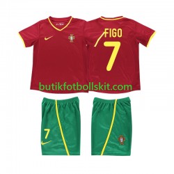 Portugal FIGO 7 Retro Barn Hemma Matchtröja 2002 Kortärmad