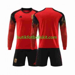 Belgien Barn Hemma Matchtröja World Cup 2022 Långärmad