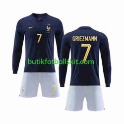 Frankrike Griezmann 7 Barn Hemma Matchtröja World Cup 2022 Långärmad