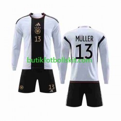 Tyskland MULLER 13 Barn Hemma Matchtröja World Cup 2022 Långärmad