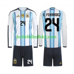 Argentina Enzo Fernandez 24 Barn Hemma Matchtröja World Cup 2026 Långärmad