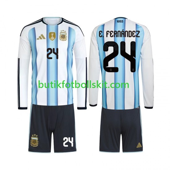 Argentina Enzo Fernandez 24 Barn Hemma Matchtröja World Cup 2026 Långärmad