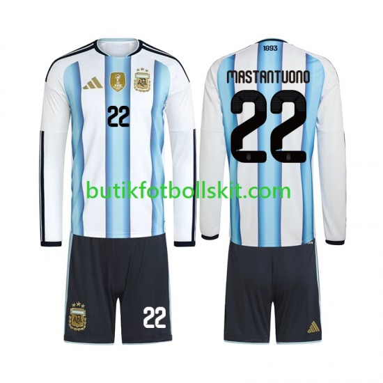 Argentina Franco Mastantuono 22 Barn Hemma Matchtröja World Cup 2026 Långärmad