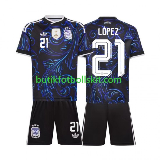 Argentina Jose Manuel Lopez 21 Barn Borta Matchtröja World Cup 2026 Kortärmad