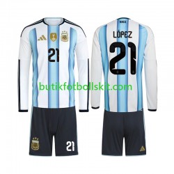 Argentina Jose Manuel Lopez 21 Barn Hemma Matchtröja World Cup 2026 Långärmad