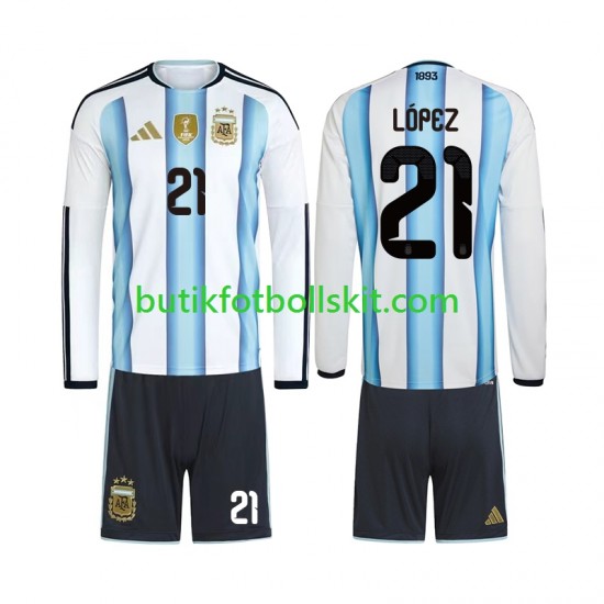 Argentina Jose Manuel Lopez 21 Barn Hemma Matchtröja World Cup 2026 Långärmad