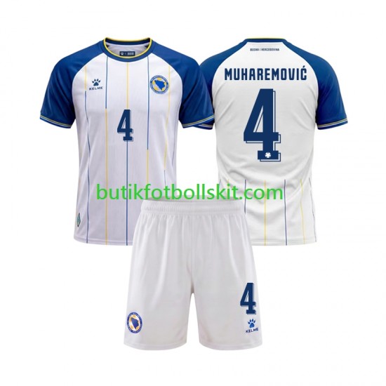 Bosnien Hercegovina Tarik Muharemovic 4 Barn Borta Matchtröja World Cup 2026 Kortärmad