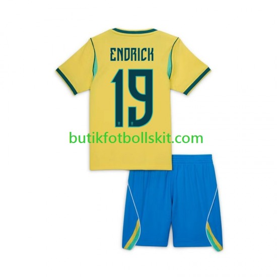 Brasilien Endrick 19 Barn Hemma Matchtröja World Cup 2026 Kortärmad