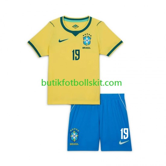 Brasilien Endrick 19 Barn Hemma Matchtröja World Cup 2026 Kortärmad