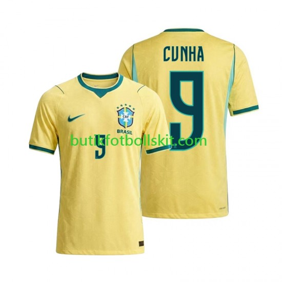 Brasilien Matheus Cunha 9 Män Hemma Matchtröja World Cup 2026 Kortärmad