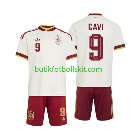 Spanien Gavi 9 Barn Borta Matchtröja World Cup 2026 Kortärmad