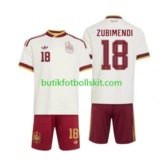 Spanien Martin Zubimendi 18 Barn Borta Matchtröja World Cup 2026 Kortärmad